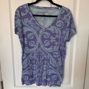 Sonoma Lavender Aqua V-Neck Tee L